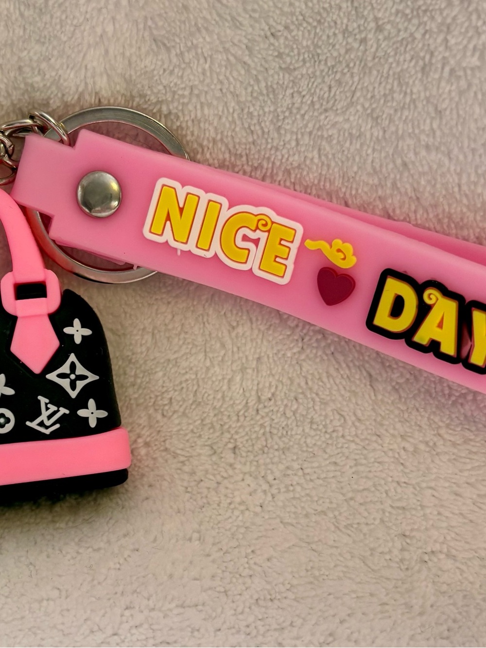 Silicone Pink 'Nice Day' Silicone Fashion Keychain